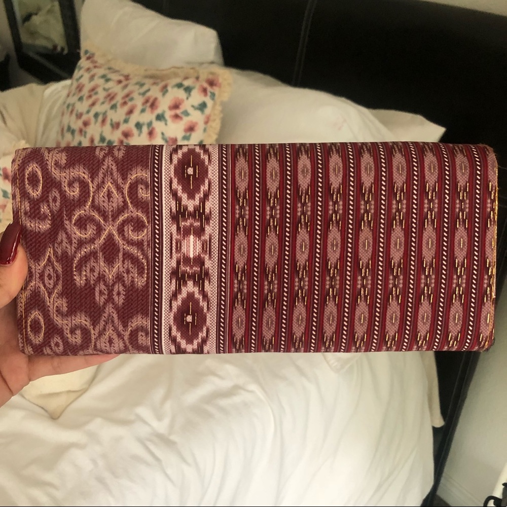 Patterned Maroon Clutch Wallet - image 2